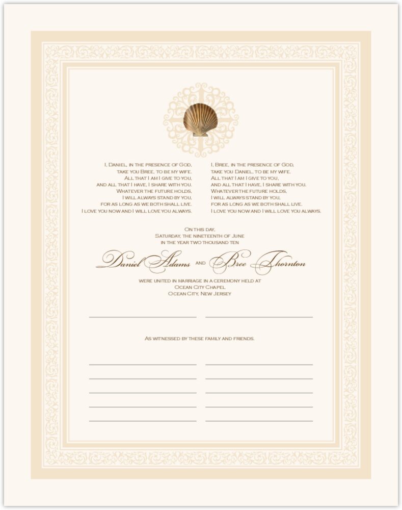 Sea Shell Flourish 01  Wedding Certificates