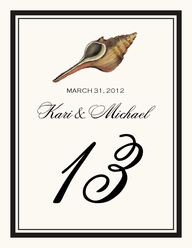 Antique Seashell Collector  Table Numbers