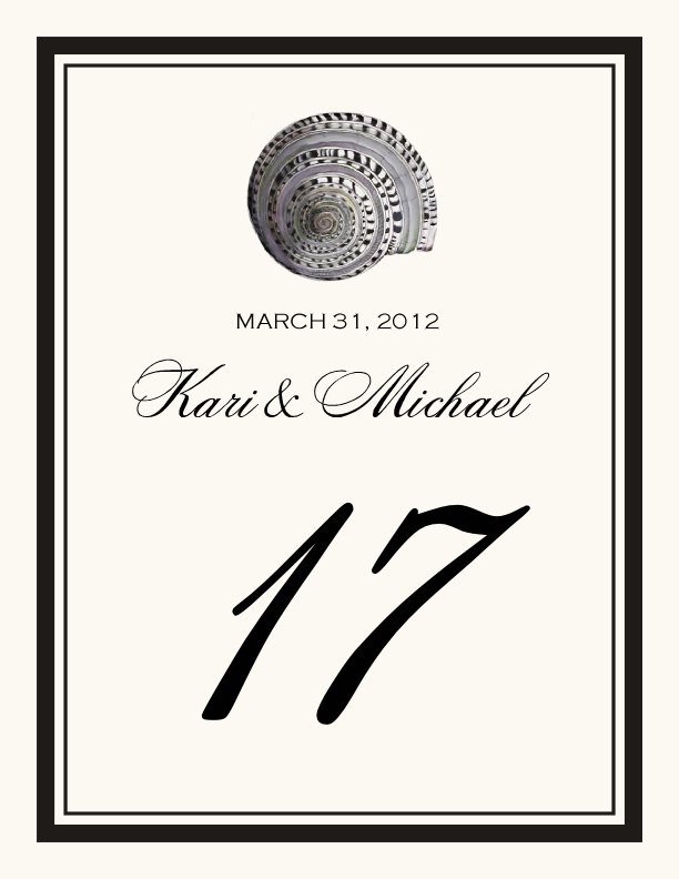 Antique Seashell Collector  Table Numbers