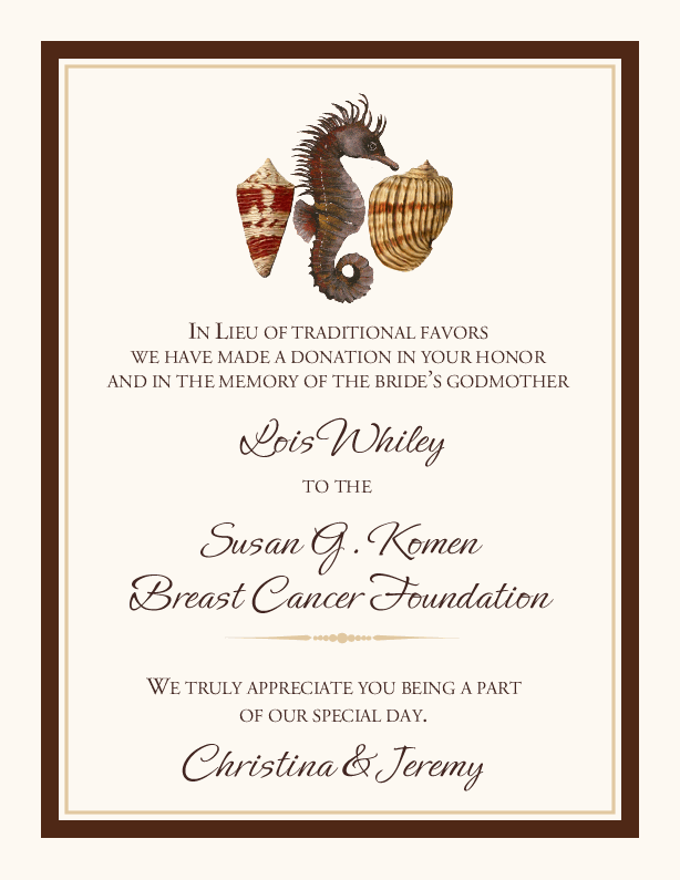 Seahorse Pattern  Donation Cards