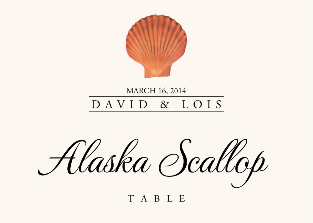 Seashell Assortment  Table Names
