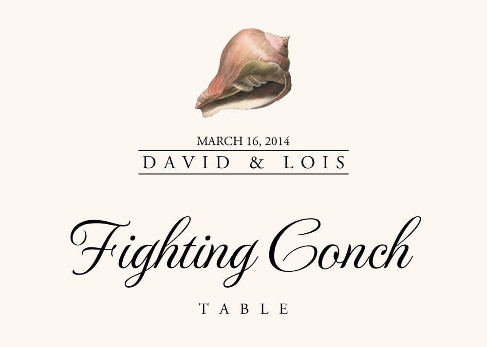 Seashell Assortment  Table Names