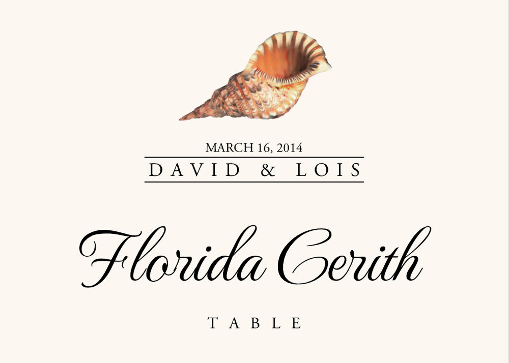 Seashell Assortment  Table Names