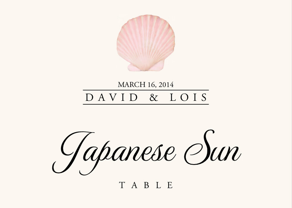 Seashell Assortment  Table Names