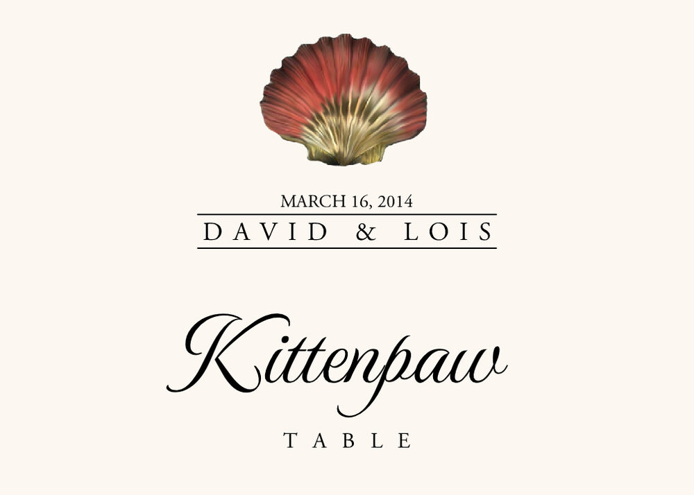 Seashell Assortment  Table Names