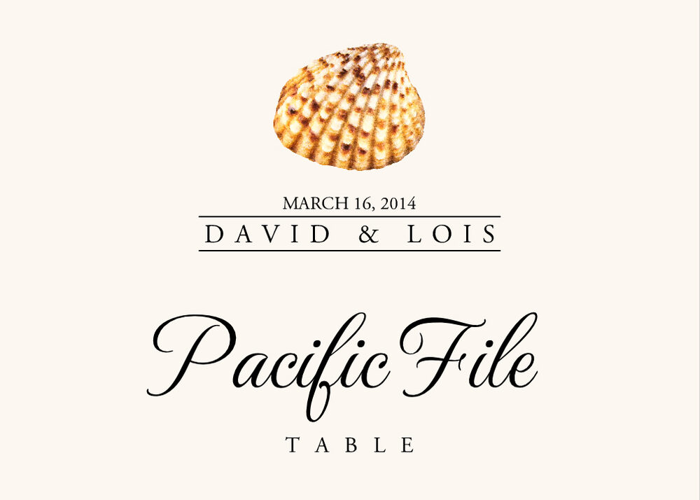 Seashell Assortment  Table Names