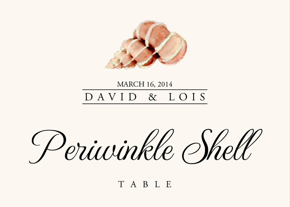 Seashell Assortment  Table Names