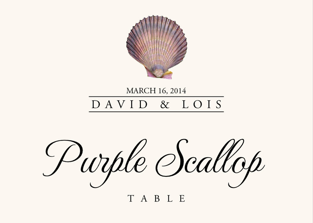 Seashell Assortment  Table Names