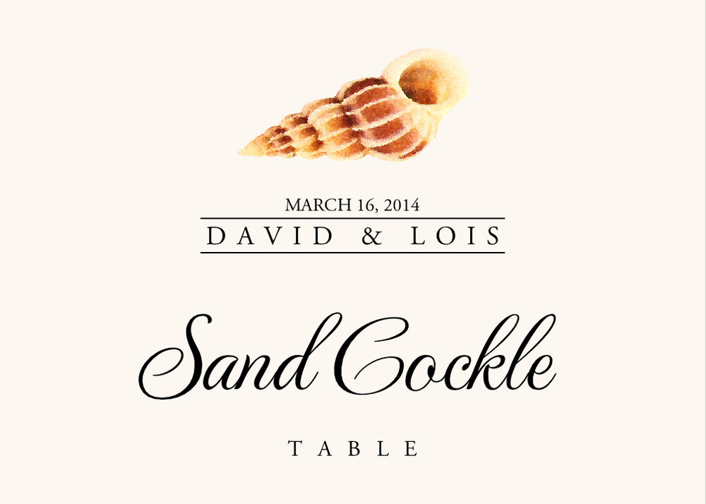 Seashell Assortment  Table Names