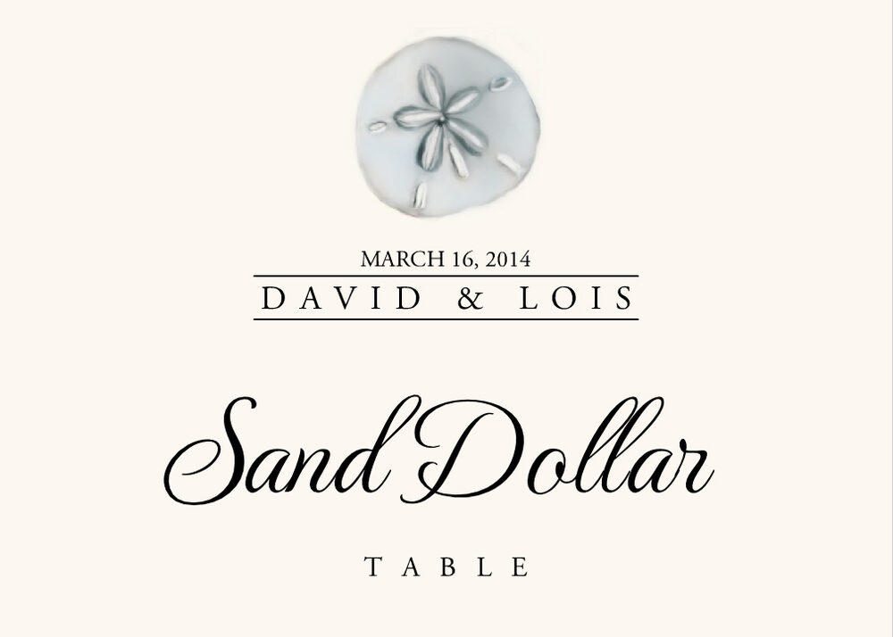 Seashell Assortment  Table Names