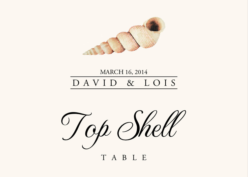 Seashell Assortment  Table Names