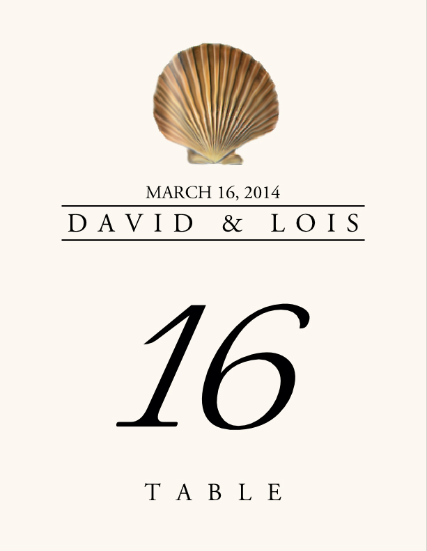 Seashell Assortment  Table Numbers