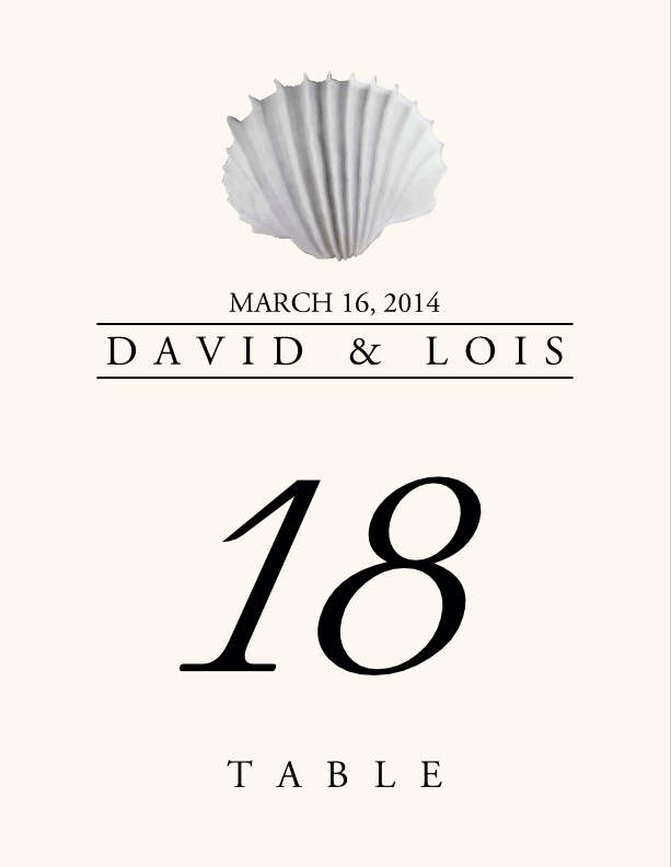 Seashell Assortment  Table Numbers