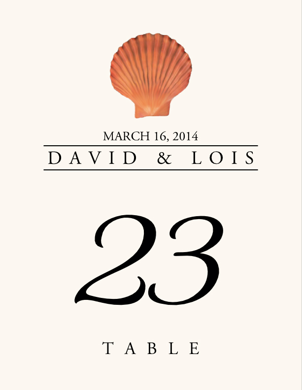 Seashell Assortment  Table Numbers