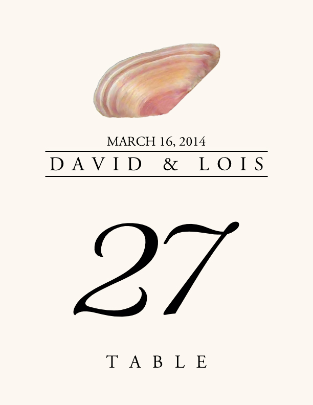 Seashell Assortment  Table Numbers