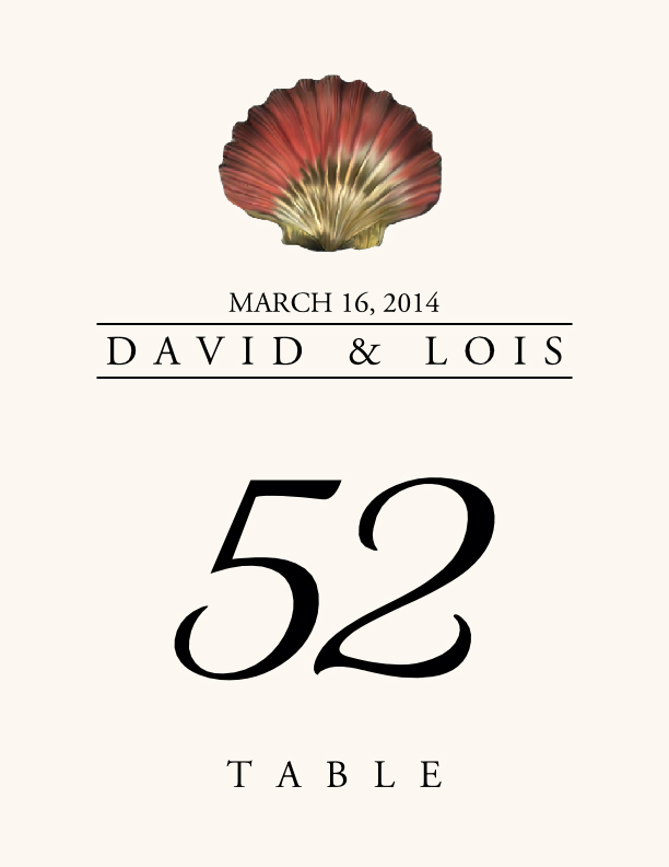 Seashell Assortment  Table Numbers