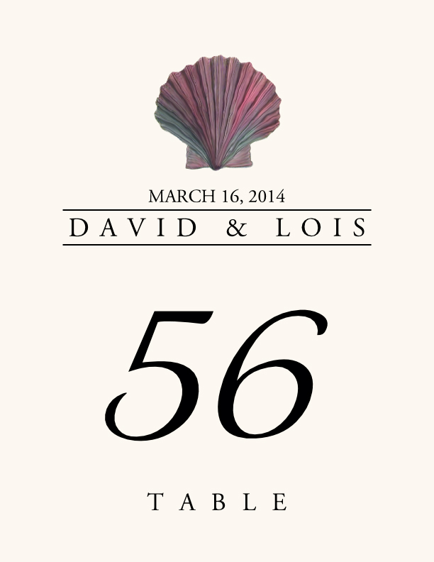 Seashell Assortment  Table Numbers