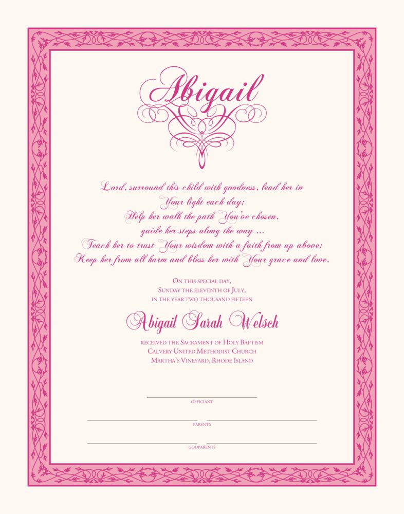 Shades of Pink  Baby Certificates