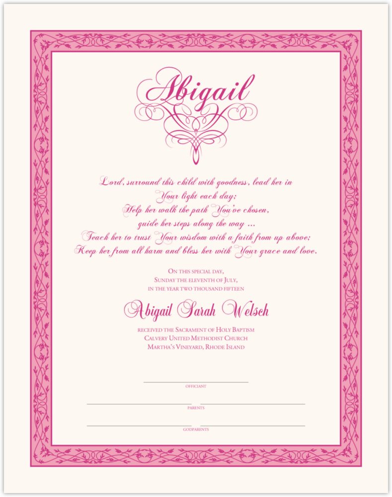 Shades of Pink  Baby Certificates
