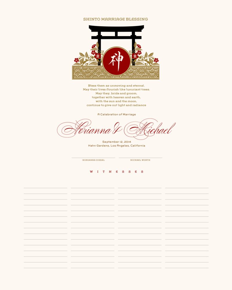 Shinto Shrine  Wedding Certificates