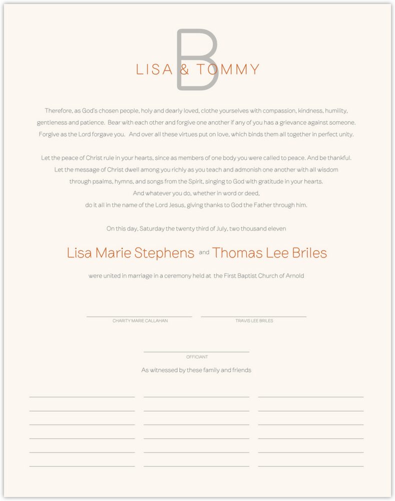 Brownstone Monogram 15  Wedding Certificates