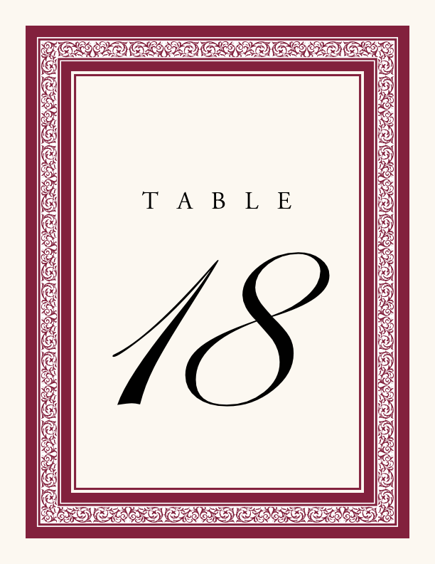 Simple Elegance  Table Numbers