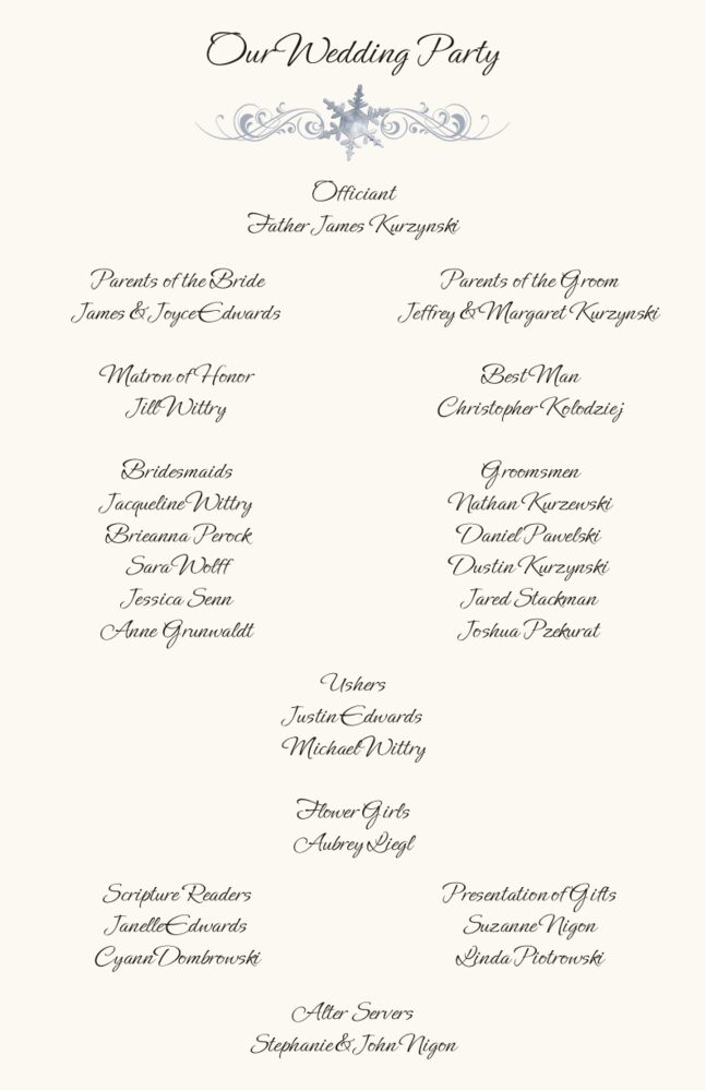 Winter Snowflake Pattern 01  Wedding Programs