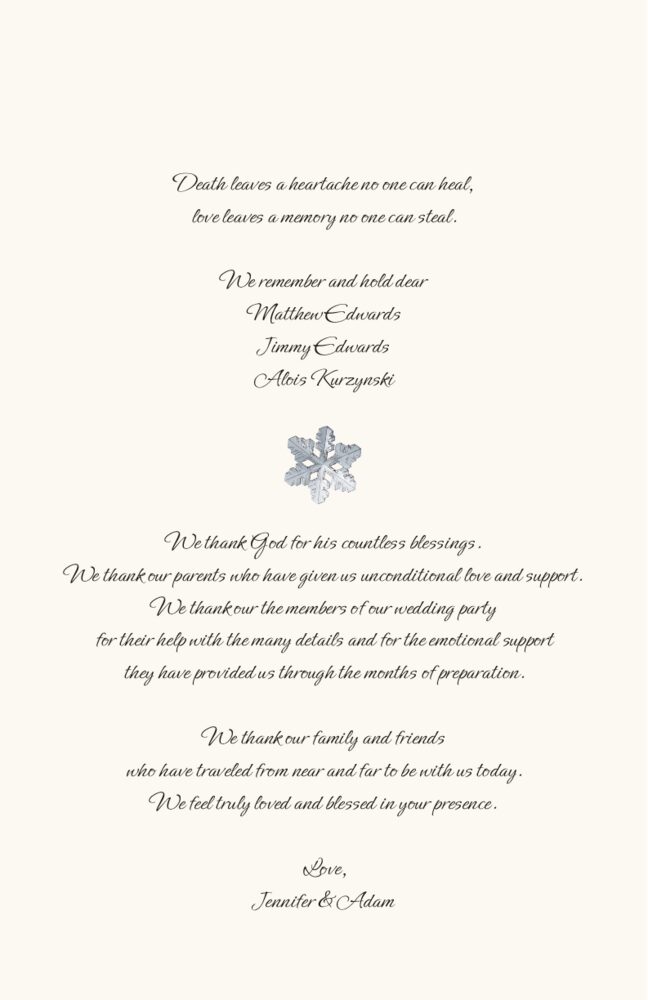 Winter Snowflake Pattern 01  Wedding Programs