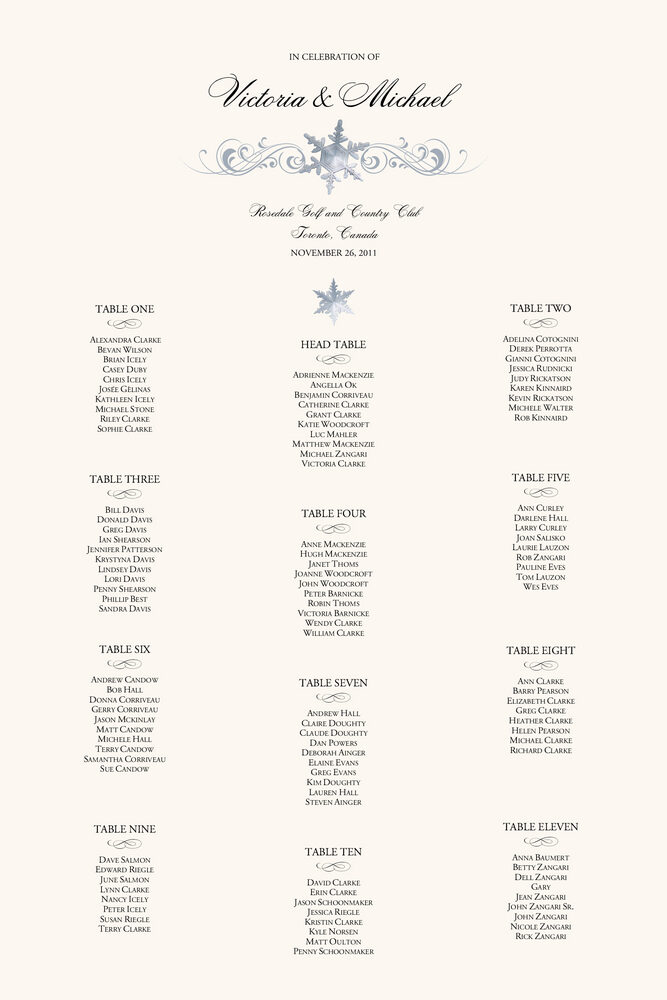 Snowflake Pattern 04  Seating Charts