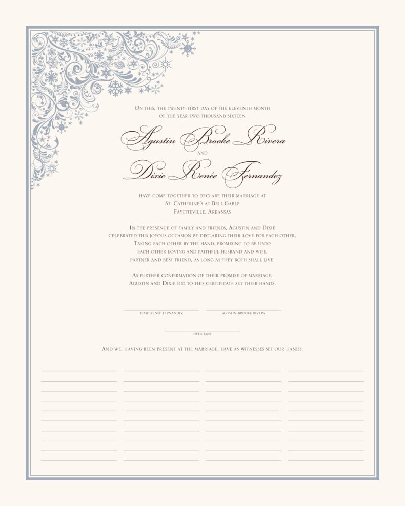 Snowstorm 02  Wedding Certificates