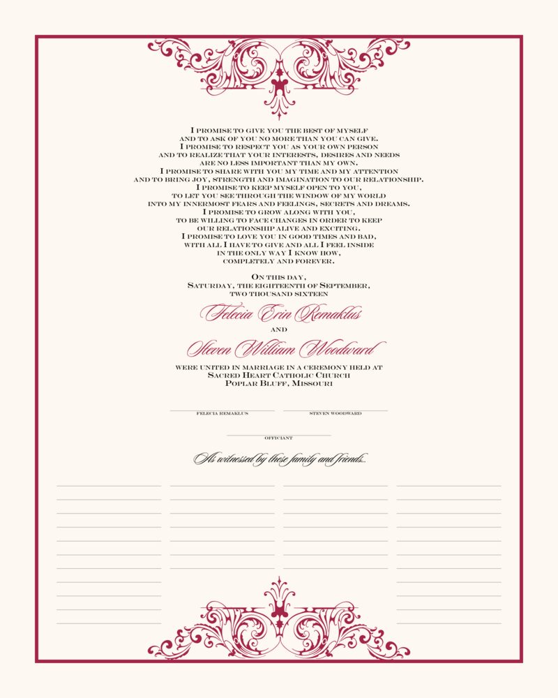 Song  Wedding Certificates