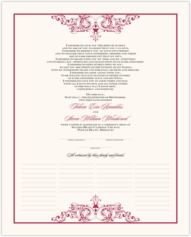 Song  Wedding Certificates