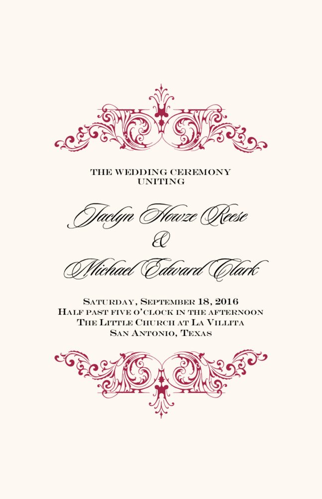Song  Wedding Programs