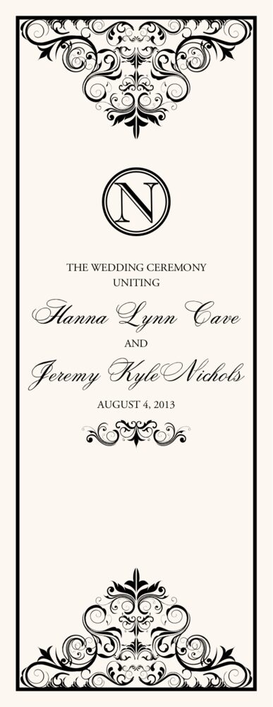 Spiral Swirl Top and Bottom  Wedding Programs