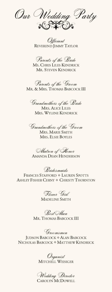 Spiral Swirl Top and Bottom  Wedding Programs