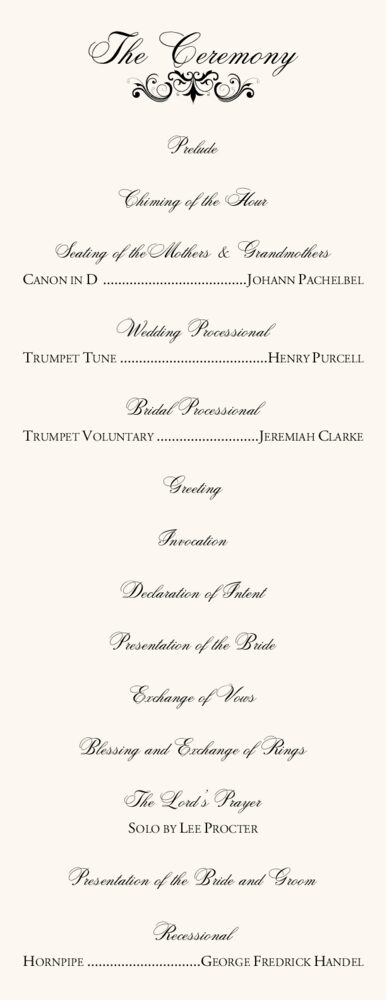 Spiral Swirl Top and Bottom  Wedding Programs