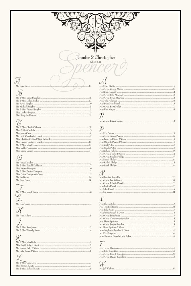 Spiral Swirl Top  Seating Charts