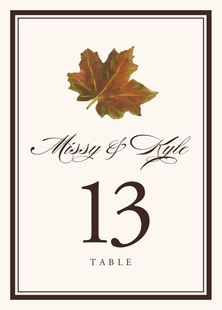 Colorful Leaves Assortment 01  Table Numbers