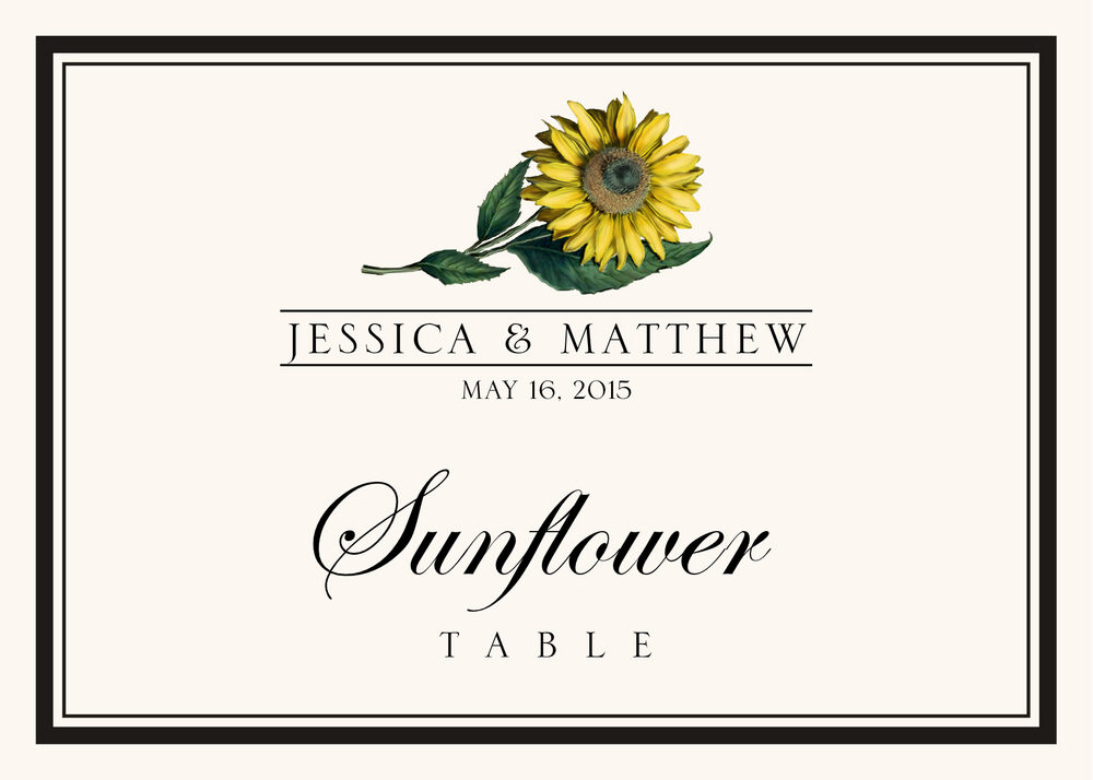 Assorted Flowers and Monogram  Table Names