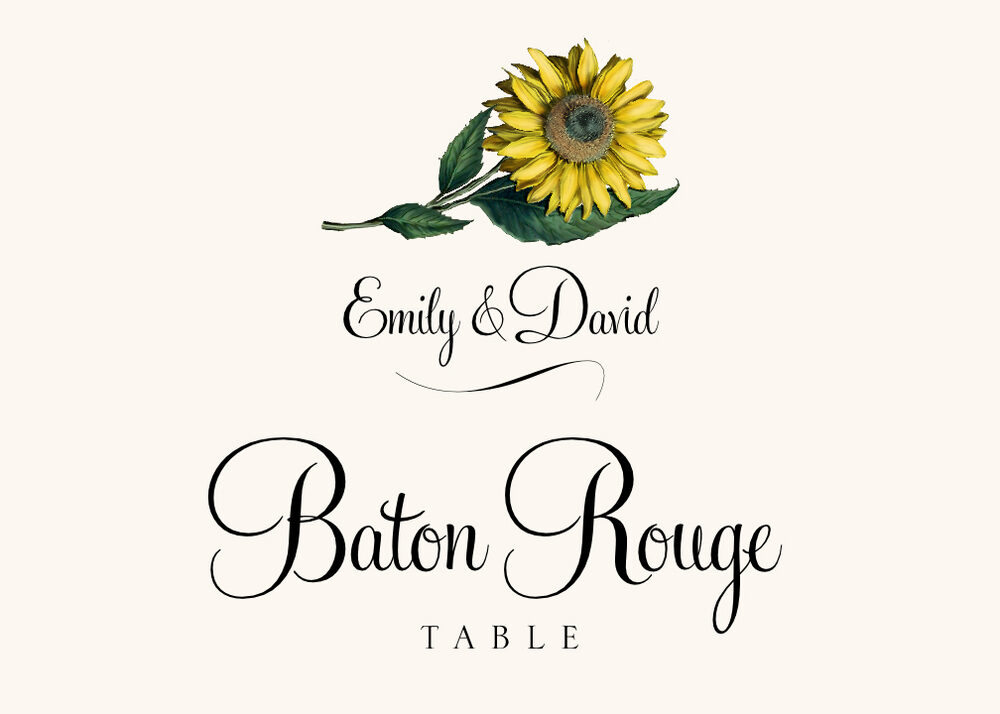 Sunflower  Table Names