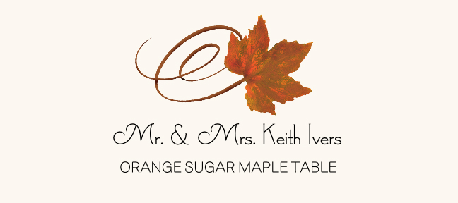 Orange Sugar Maple Swirly Leaf  Place Cards