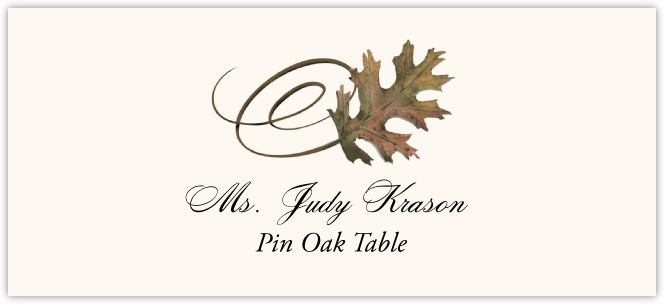 Pin Oak Swirly Leaf  Place Cards