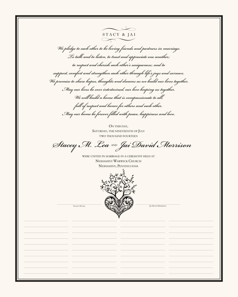 Tree of Life Heart  Wedding Certificates