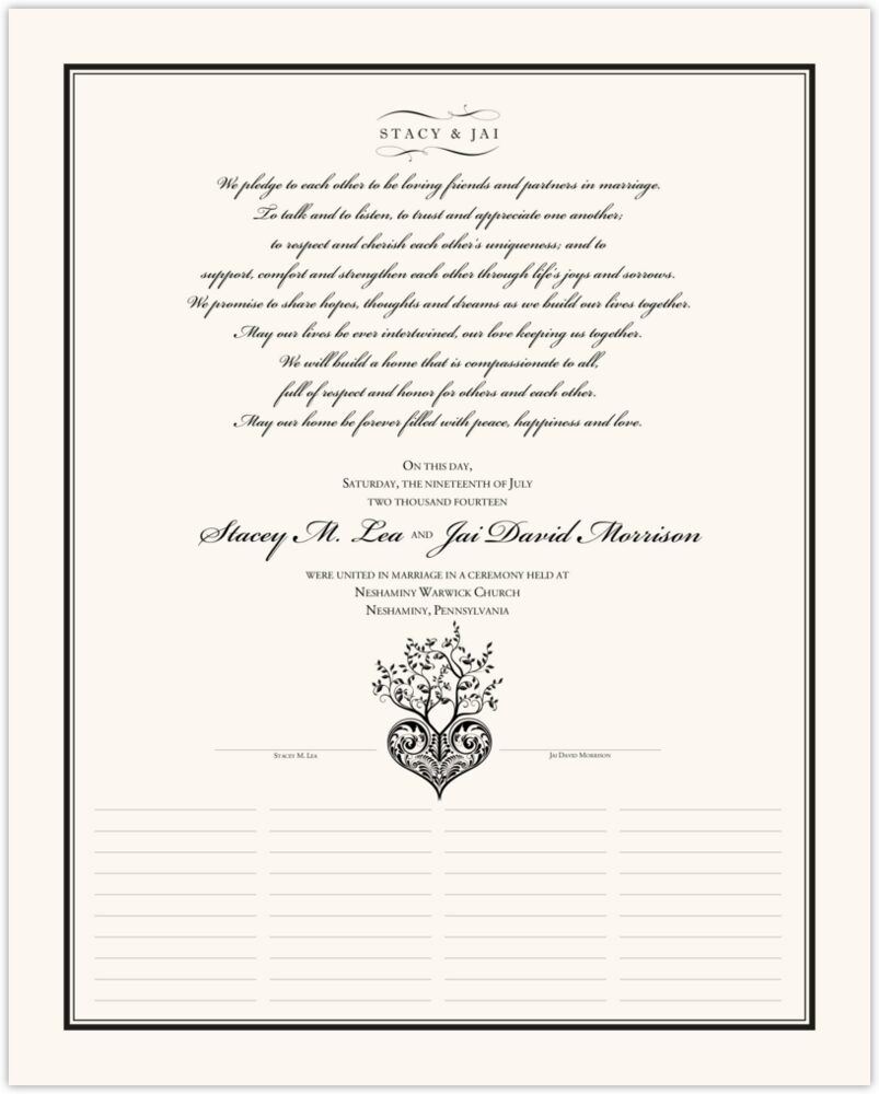 Tree of Life Heart  Wedding Certificates