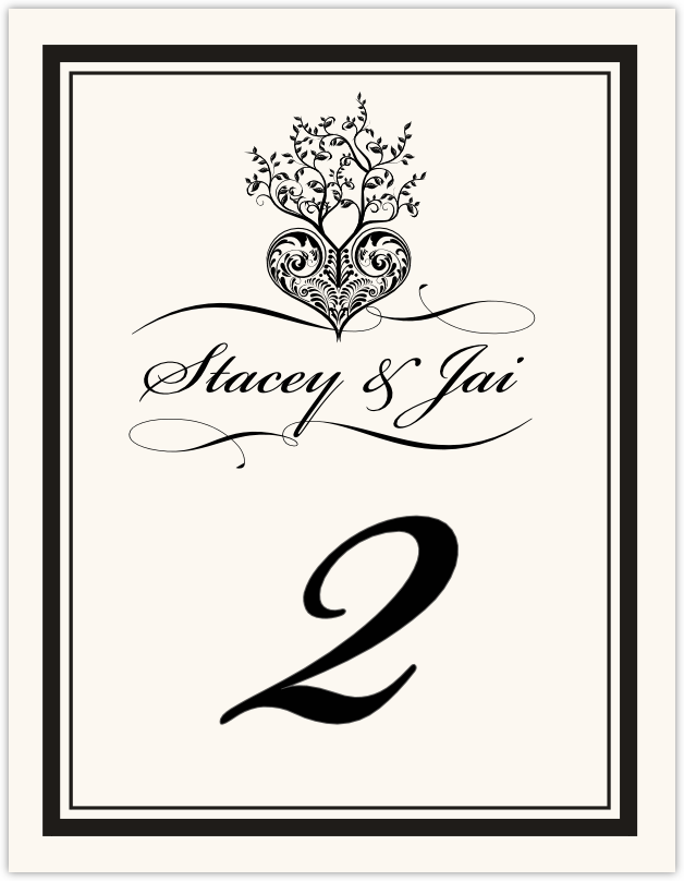 Tree of Life Heart  Table Numbers