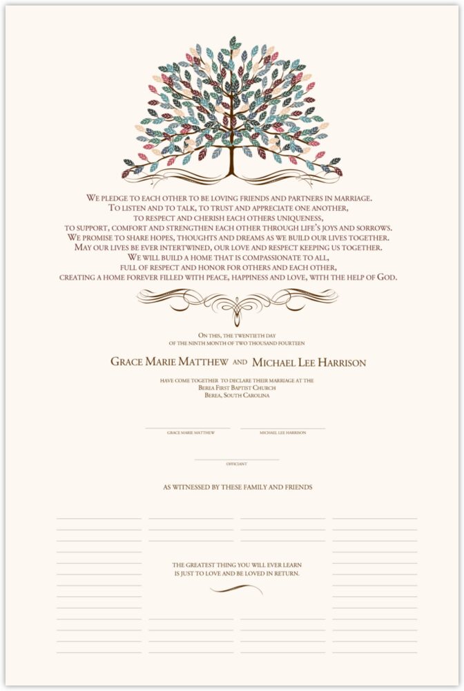 Arbor Day  Wedding Certificates