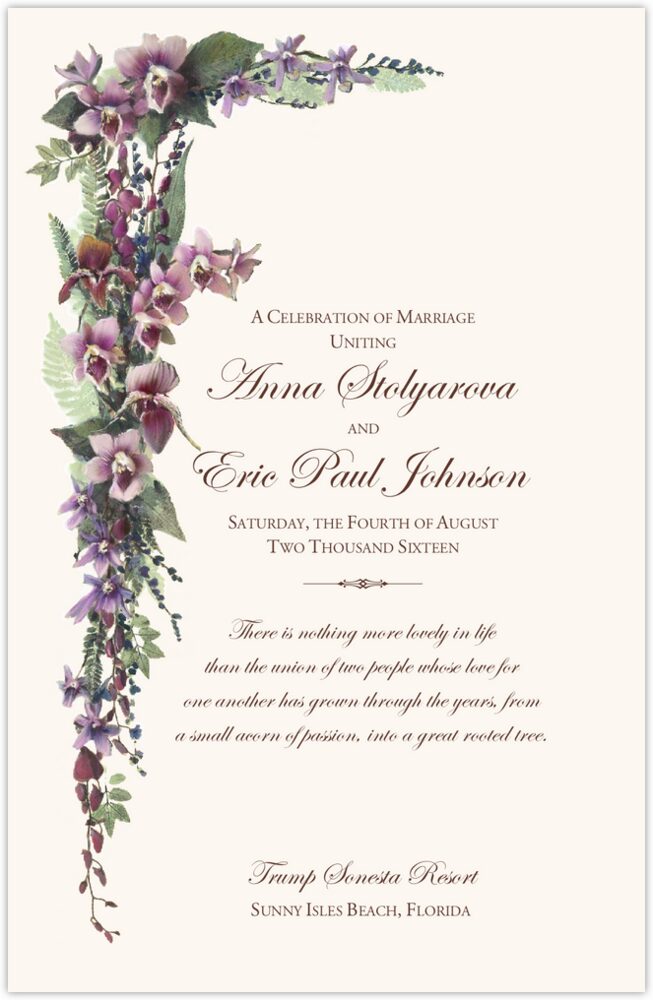 Tropical Flowers Cascade  Wedding Programs