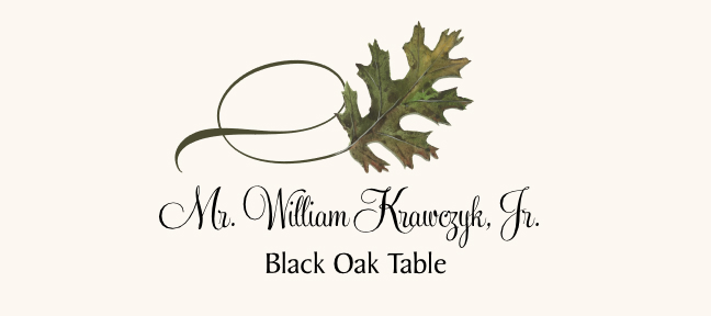 Black Oak Twisty Leaf  Place Cards