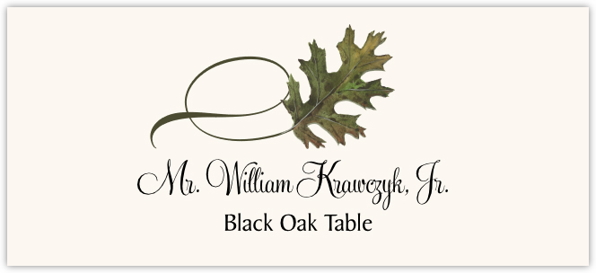 Black Oak Twisty Leaf  Place Cards