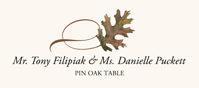 Pin Oak Twisty Leaf  Place Cards